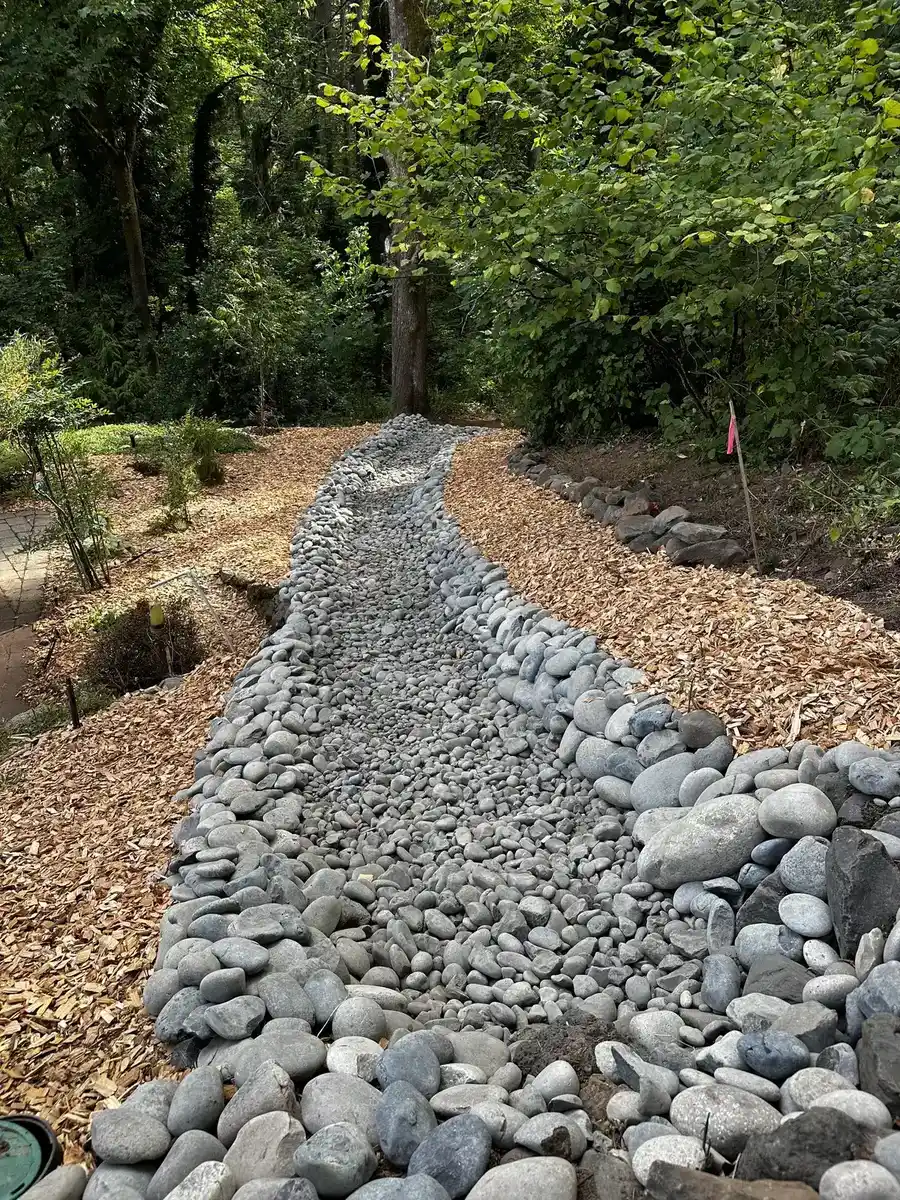 Finished Wilsonville-area landscaping with clean lawn edges and planting beds by CreekView Landscape
