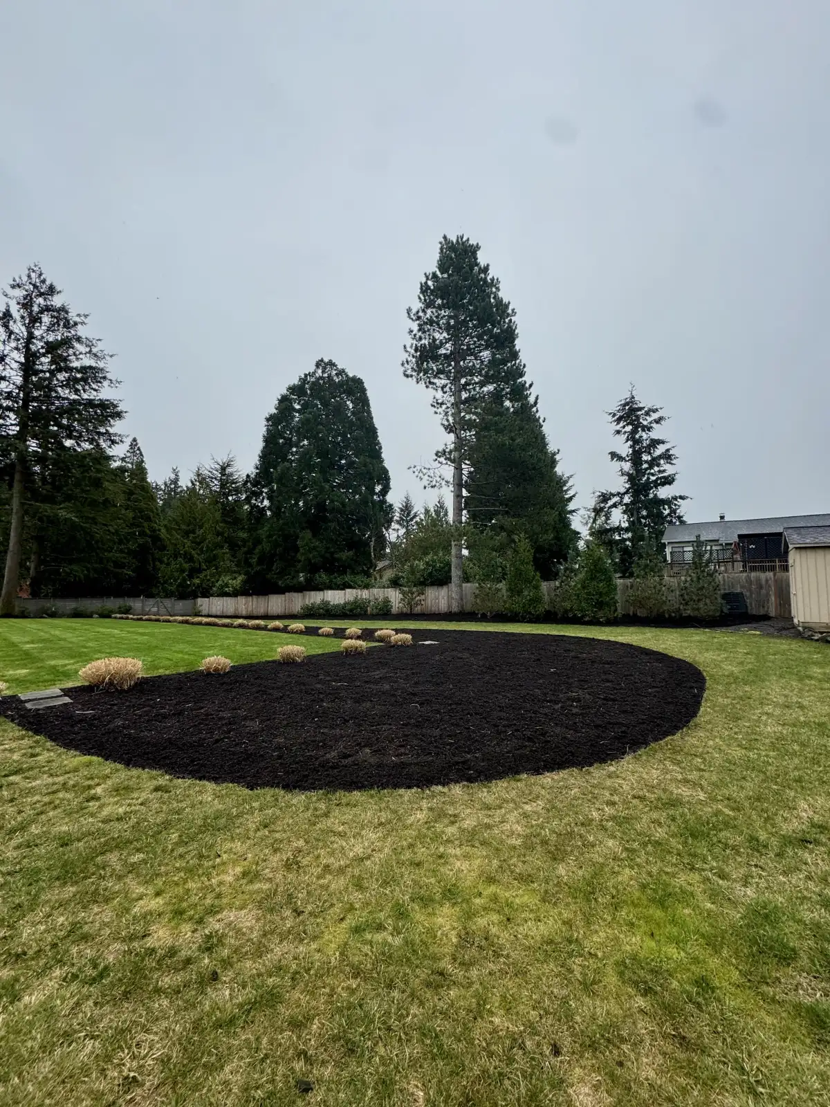 Mulch installation in landscape beds