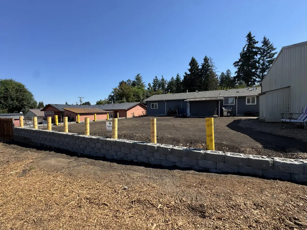 Multi-tier retaining wall with paver patio in Sherwood Oregon