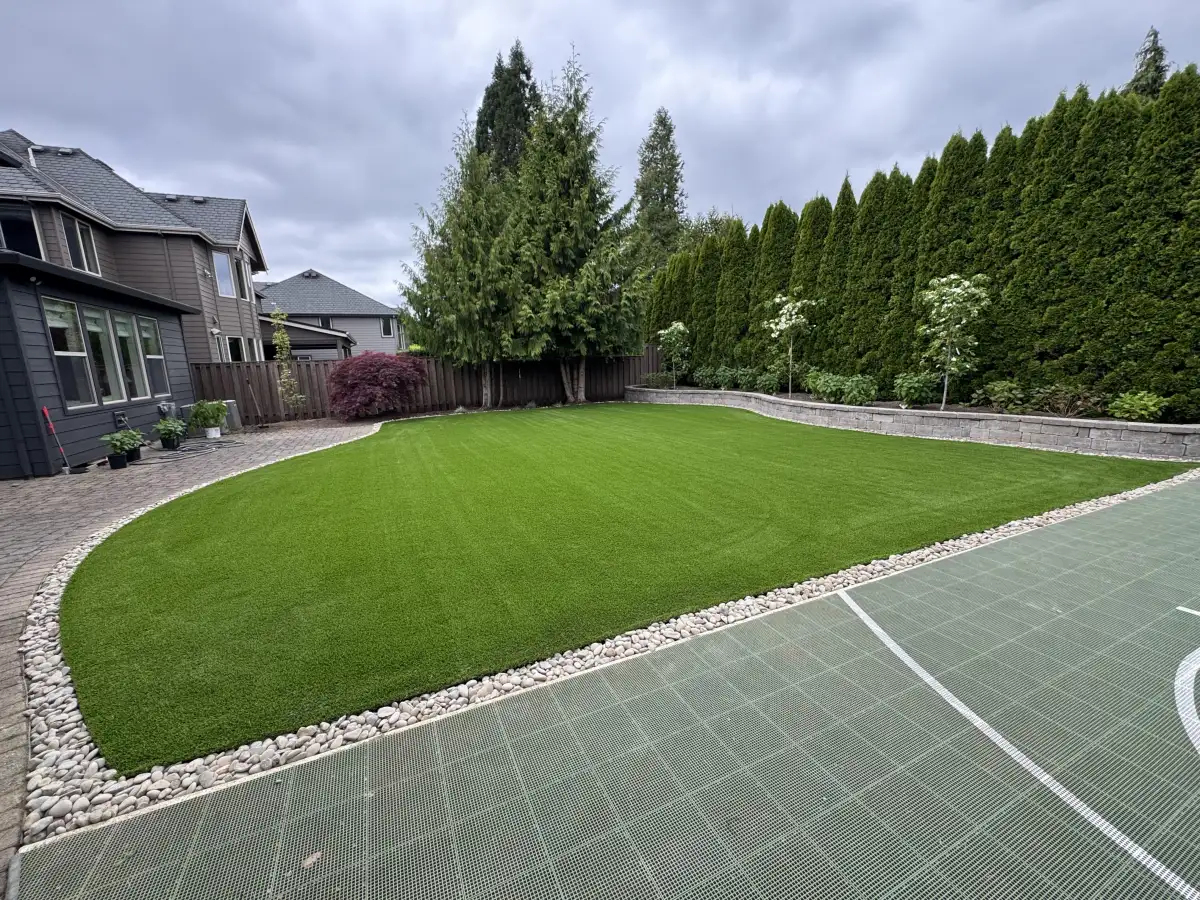 Artificial turf lawn installation in Portland Oregon suburb